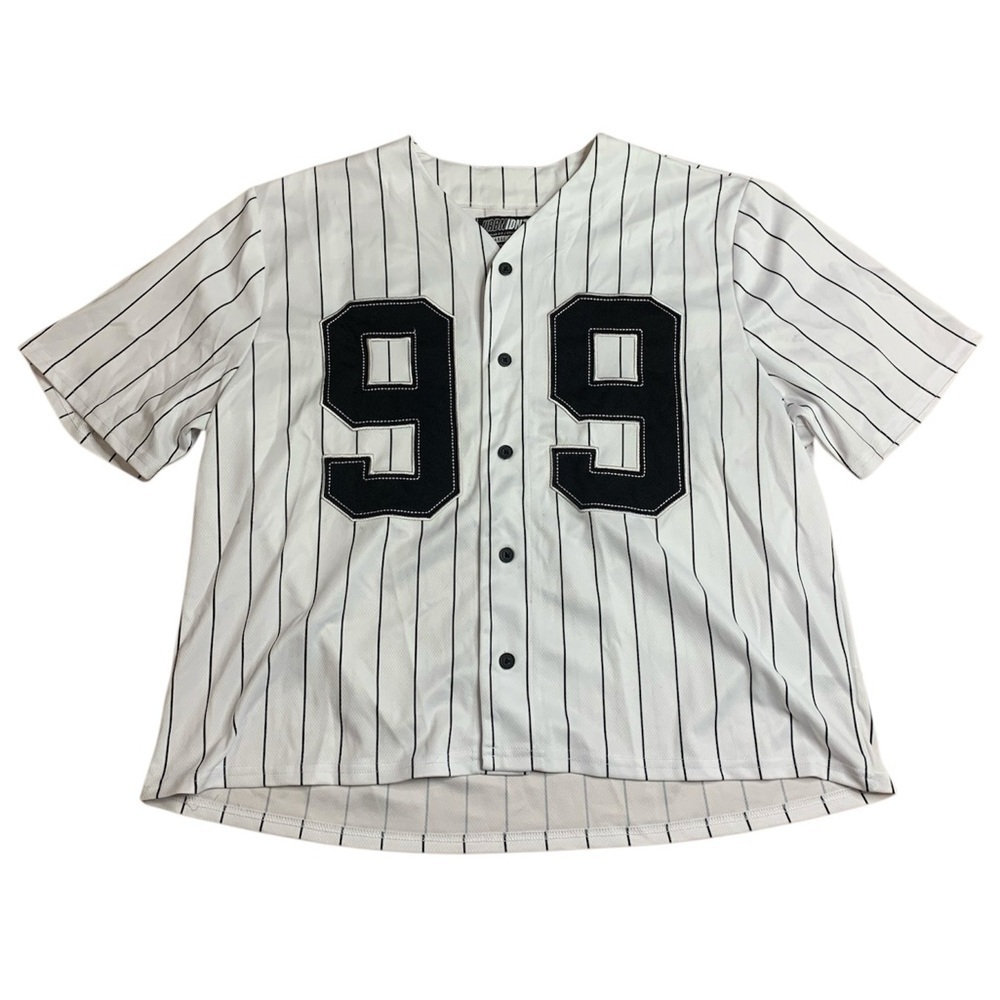 ⚡️URBN IDNTY White Pinstripe #99 Mesh Baseball Jersey - Large